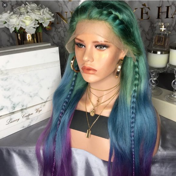 100% Human Hair Lace Front Wig "Mermaid" 22" inch - Picture 1 of 5